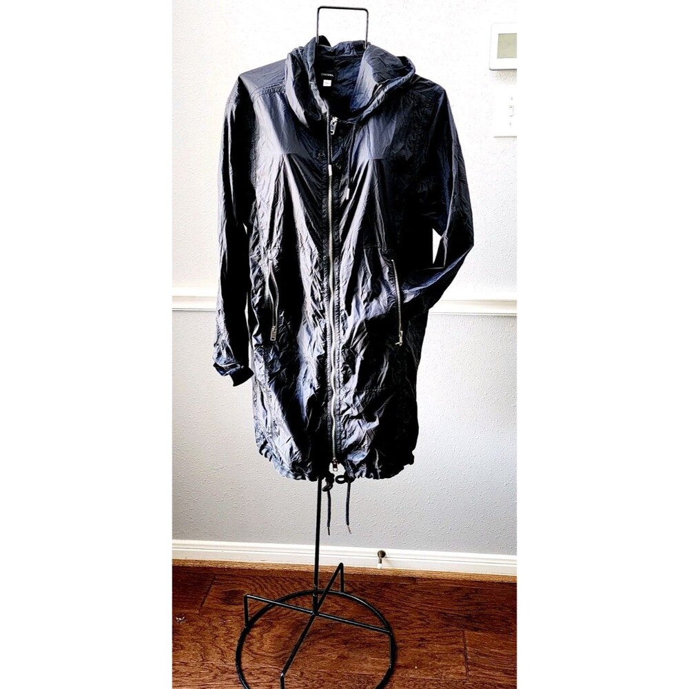Diesel Anorak Long Jacket Size M Black Y2K